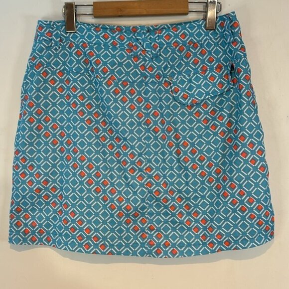 Womens NVO by Lanctot Golf Skort Geometric blue/orange Pockets Stretch size 8 - Picture 2 of 7